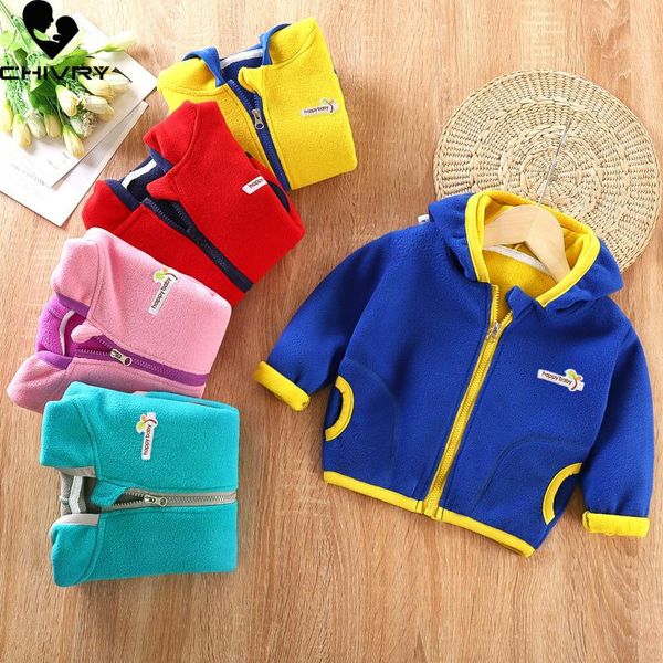 Casacos Bebê Meninos Meninas Lã Com Capuz Zipper Casaco Outwear Suéter 2021 Outono Inverno Crianças Quente Fleece Fleece Children Roupas