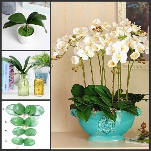 

simulation of the phalaenopsis leaf potted plants for home garden decor ornament wedding decoration supplies decorative flowers