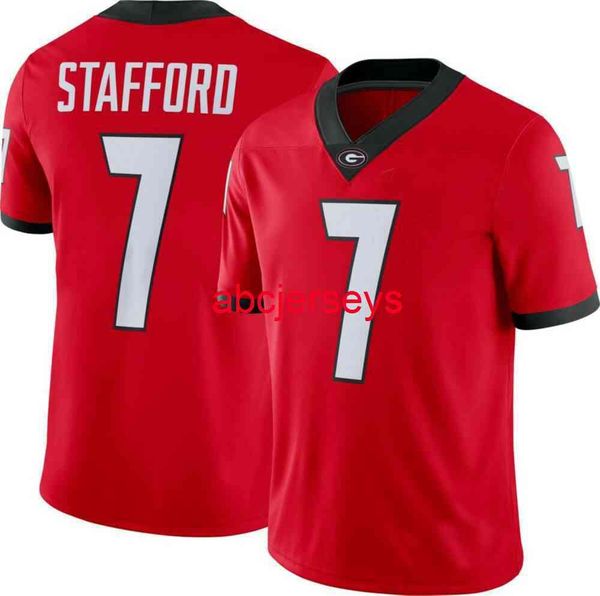 

custom stitched georgia bulldogs matthew stafford #7 red ncaa jersey men women youth football jersey xs-6xl, Black