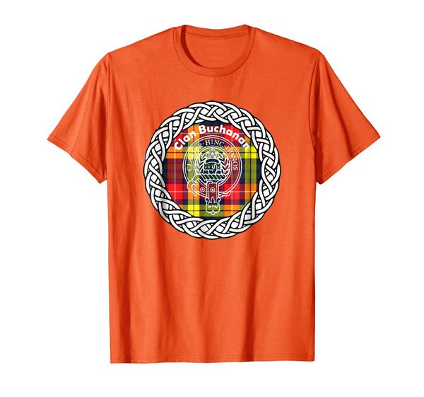 

buchanan surname scottish clan tartan crest badge t-shirt, White;black