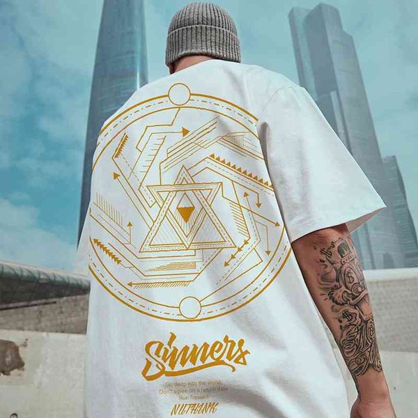 

summer new short t-shirt men's street trend hip hop loose youth round neck half sleeve men, White;black