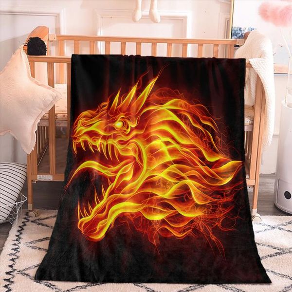 

home furniture decor european and american style 3d print custom dragon blanket single apartment living room sofa blankets