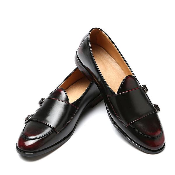 

dress shoes 2022 men loafers leather for man business oxfords fashion men's flats, Black