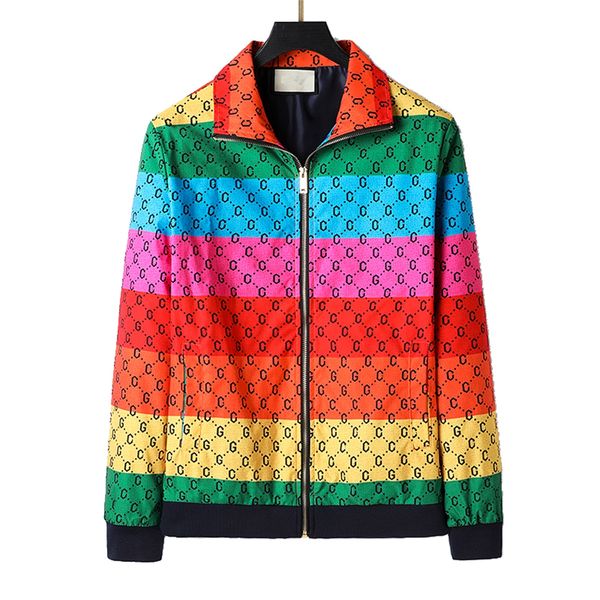 

2021 mens designer jacket striped slim print pocket wind casual baseball jackets zipper hoodies coats p-9, Black;brown