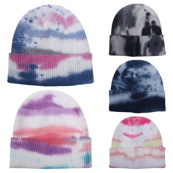 

beanies arrival tie-dye warm skullies female knitted hats for women casual outdoor hip hop caps men bonnet gorras