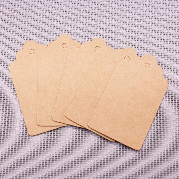 

100pcs multi-sizes packaging label brown kraft black white paper tags diy hang wedding party decorating blank price tag greeting cards