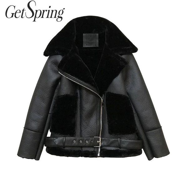 

women coat faux leather jackets womans fur plus size black all match vintage winter 210430