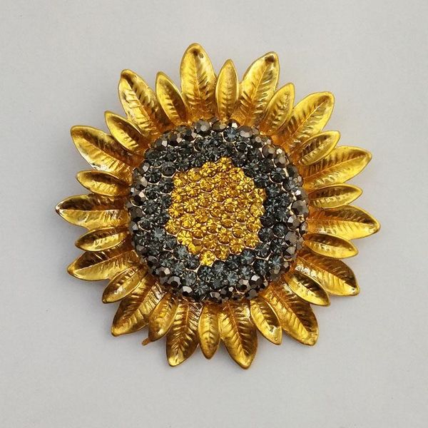 

pins, brooches crystal rhinestone sunflower brooch pin women garment accessories fashion jewelry gifts 2021, Gray