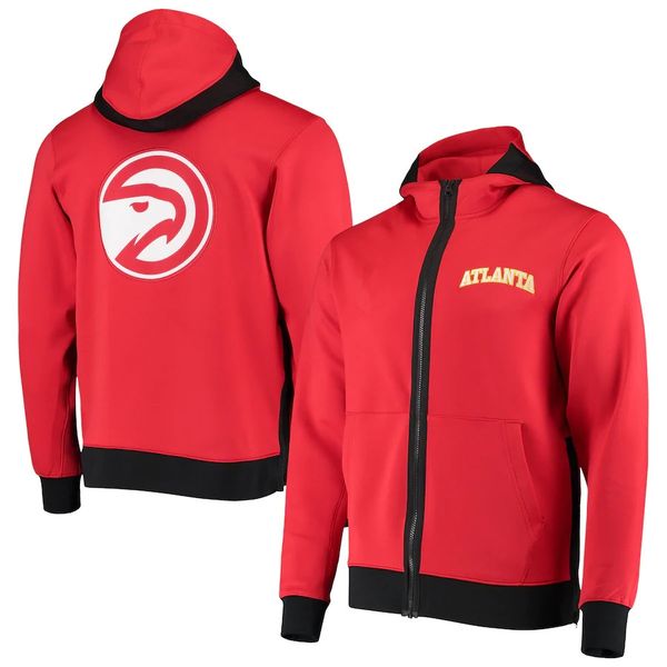

atlanta hawks men authentic showtime performance full-zip hoodie jacket red, Black