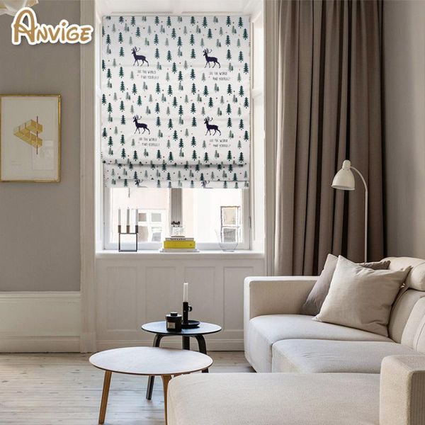 

blinds anvige cartoon deer printed roman shade rollor blind window curtains for living room