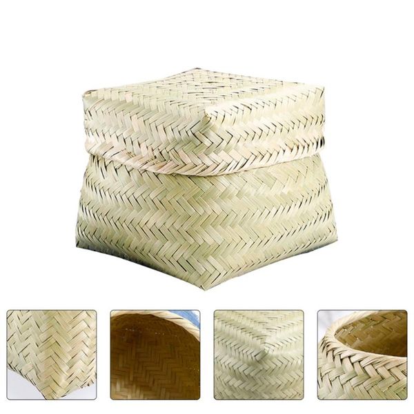 

storage bottles & jars 1pc bamboo weaving craft food basket home kitchen bread