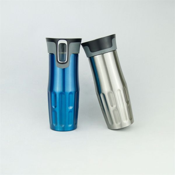 

new 14 oz double-layer stainless steel vacuum one button thermos creative gift coffee cup
