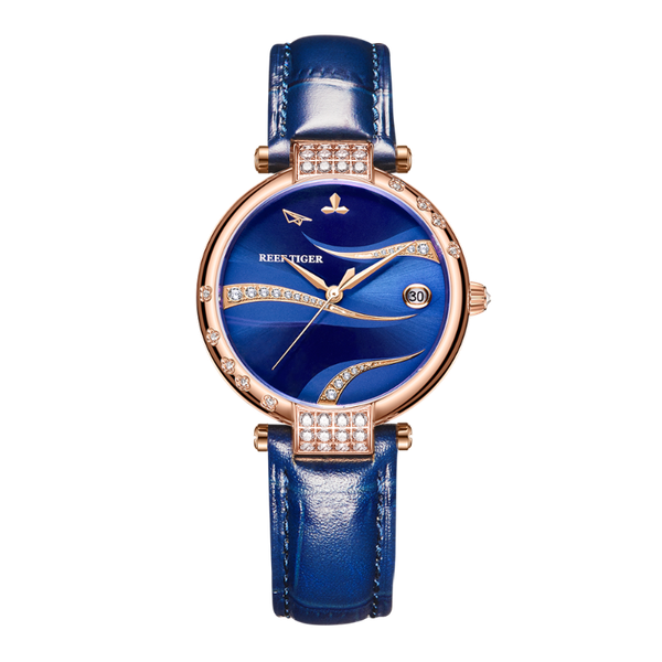 

wristwatches women watches,lady automatic watch reef tiger dress ladies mechanical wristwatch waterproof clock timepiece, Slivery;brown