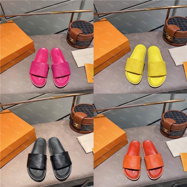 

luxury designers sandals market 21ss revival flat mules slipper men women slides designer shoes black pink orange blue waterfront white leat