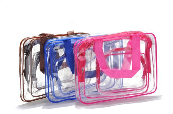 

storage bags 3pcs transparent waterproof makeup pouch portable travel wash bag female large capacity cosmetic organizer beauty case