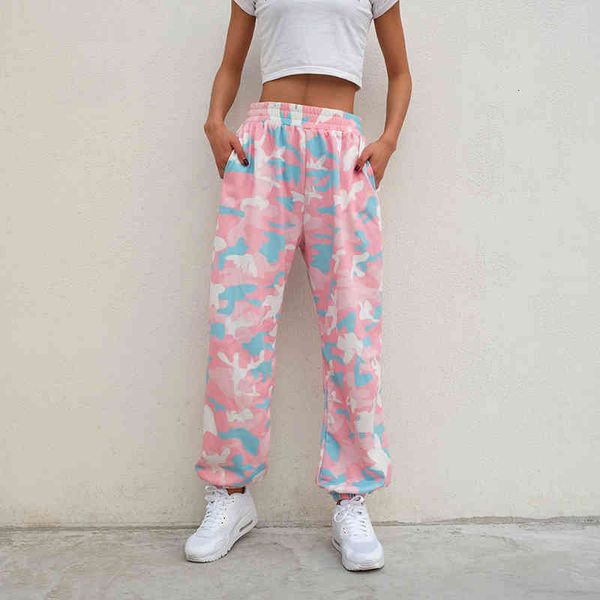 

women's pants & capris weekeep fashion elastic streetwear pencil camo high waist camouflage sweatpants spring cotton trousers j7qu, Black;white