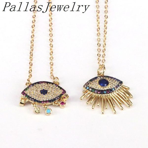 

pendant necklaces 5pcs shiny gold crystal eye shape pendant, cz charm necklace color, Silver
