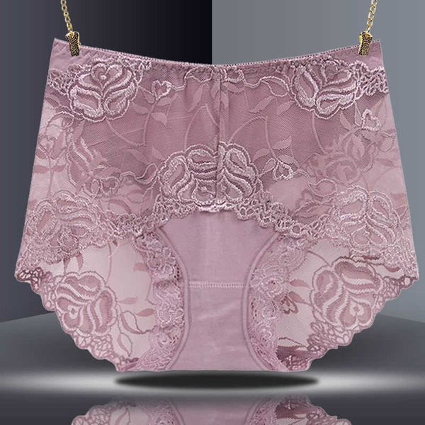 

women's panties 8 color plus size women lace transparent underwear panty seamless mid-waist hip raise briefs cotton health lingerie, Black;white