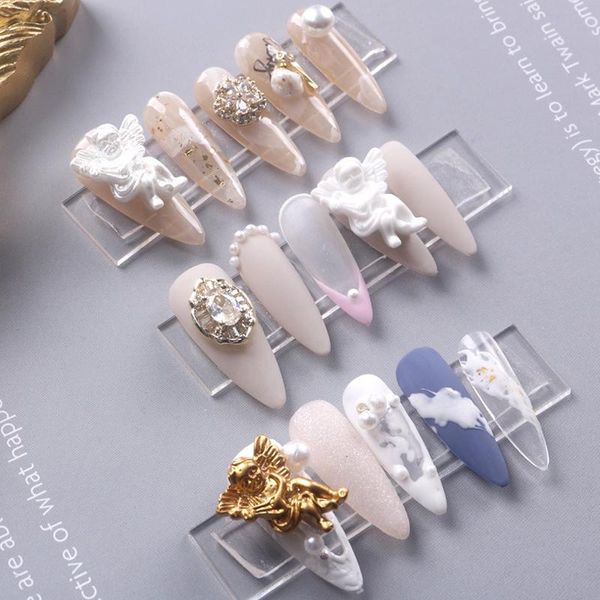 

nail art decorations fashion jewelry angel shape studs 3d alloy charm for salon tips manicure decoration set of 10pcs, Silver;gold