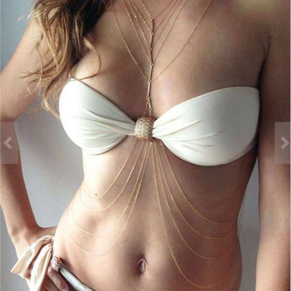 

body chain rihanna multi body chain 24k bikini necklace x 11, Silver