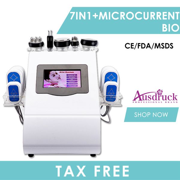 6 em 1 laser a vácuo Microcurrent Bio Skin Lifting Radio Frequência RF 40K Cavitação Corporal Lipo Laser máquina Lipoaspiração Ultrasonic Cavitação Cavitação Máquina de emagrecimento