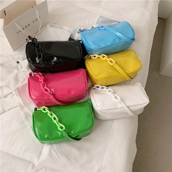 

evening bags patent leather women simple chain square underarm summer fashion ladies small shoulder bag girls purse handbags