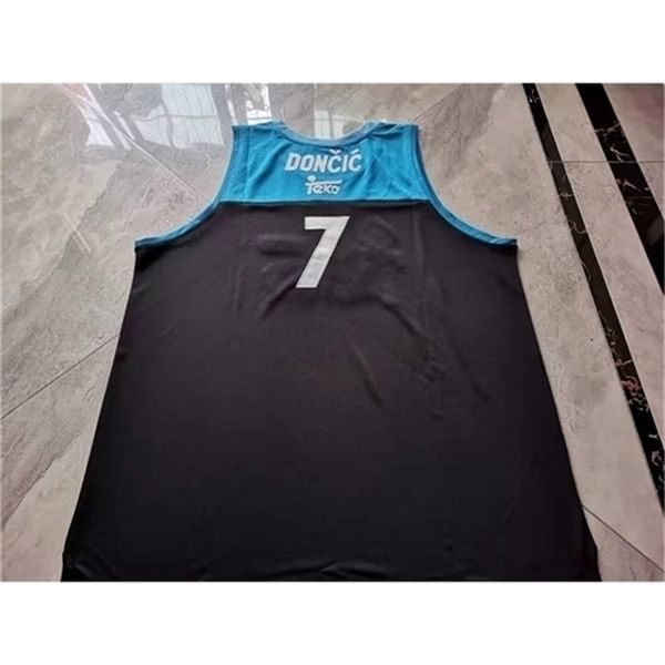 00980098Rare jersey de basquete homens juventude mulheres vintage luka dincic real madrid euro- liga preto azul colégio colégio tamanho s-5xl personalizado qualquer nome ou número