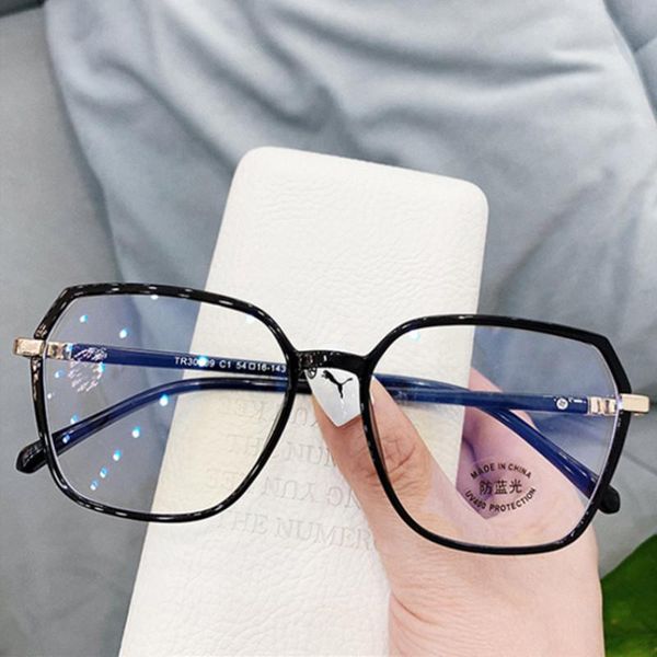

fashion sunglasses frames anti-blue light square eyeglasses for women clear trend retro elegant eyewear vintage oversized classes one peice, Black