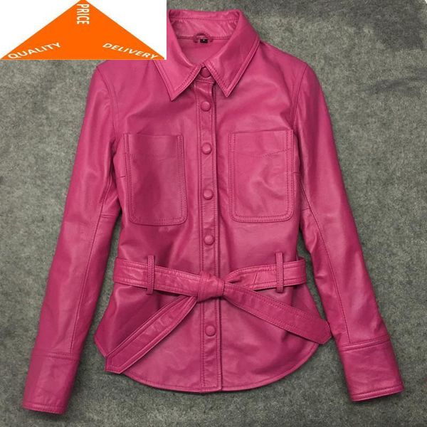 

women's leather & faux autunm 2021 fashion winter women black genuine motorcycle natural sheepskin coat female jackets 0299