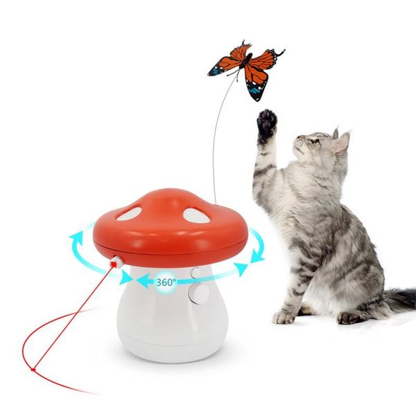 

automatic electric rotating cat toy colorful butterfly bird animal shape plastic pet dog kitten interactive training toys 2021