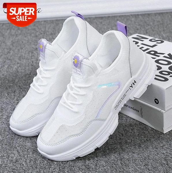 

2020 new autumn women's vulcanized shoes fashion lace-up sneakers comfortable breathable small daisy mid-heel women casual #ep7w