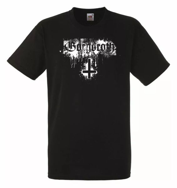 

gorgoroth logo black mens t-shirt men rock band tee shirt, White;black