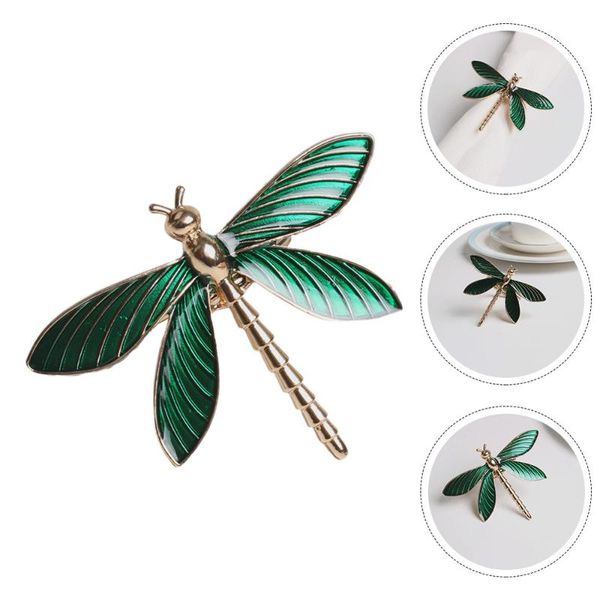 

napkin rings 1pc chic dragonfly shaped ring alloy dinner buckle decor (green)