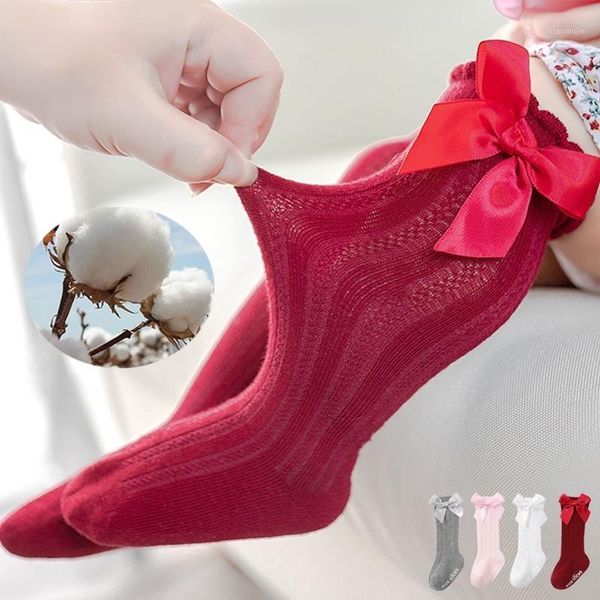 

socks kids cotton spring autumn girls long sock over knee high bow baby winter ruffle toddler shoes pink white, Pink;yellow
