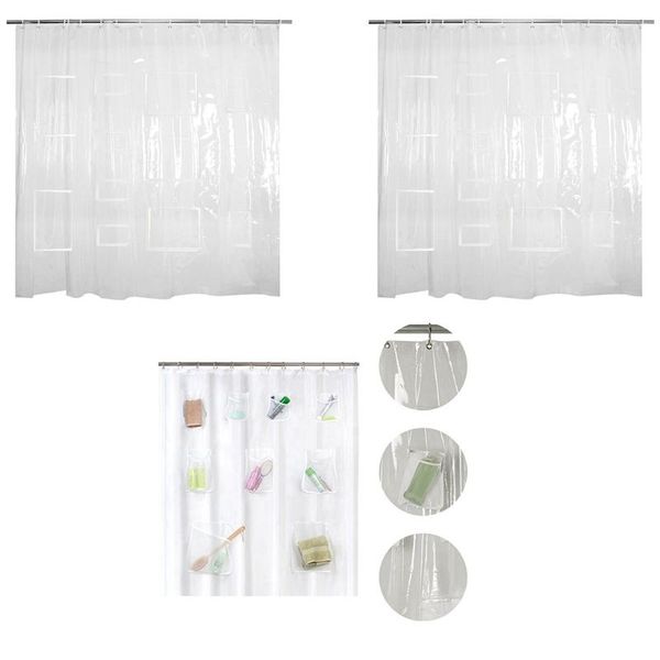 

shower curtains waterproof curtain liner with pockets for touchscreen devices bathroom multifunctional clear phone tablet holder