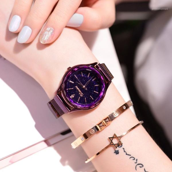 

wristwatches star watch female fashion waterproof, Slivery;brown