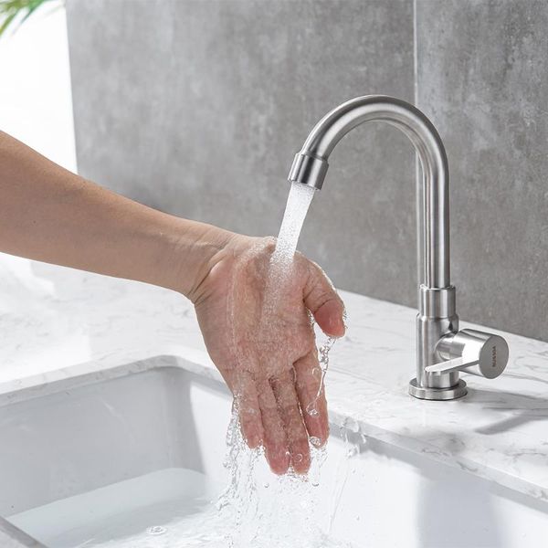 

bathroom basin 304 stainless steel faucets single handle chrome faucet cold mixer tap sink