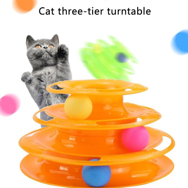 

cat toys three levels pet toy tower tracks disc intelligence amusement triple pay ball training plate