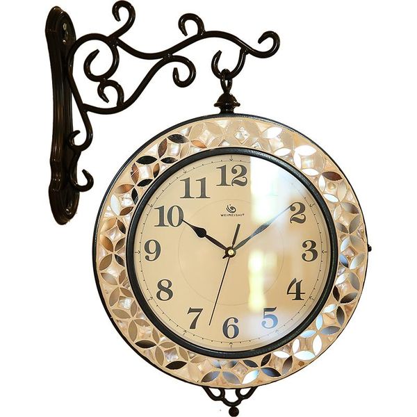 

wall clocks modern simple living room clock european style creative household bedroom, light-on double-face watch 50wc016