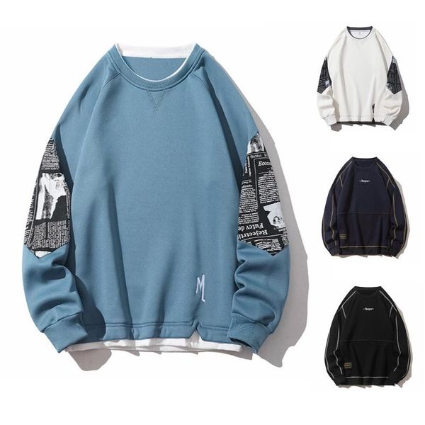 

men's hoodies & sweatshirts style spring autumn for men round neck long sleeve solid color cotton pullovers, Black