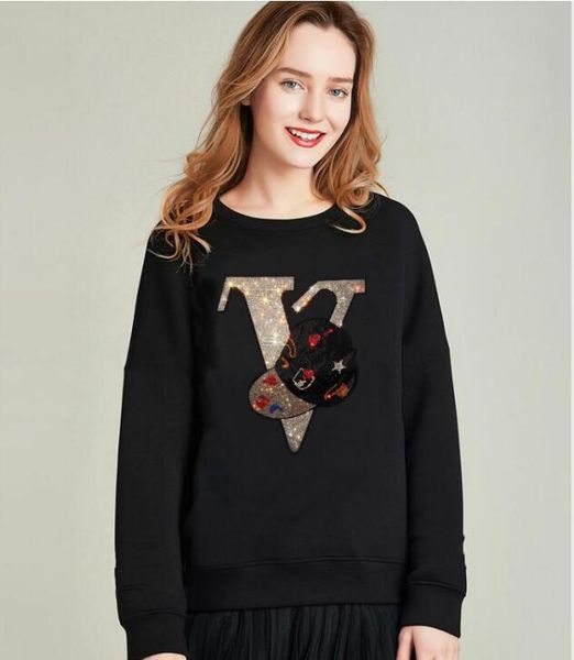 

women's knits & tees female fashion designer winter drill sweater with hoodie hoodiestransport gout, White