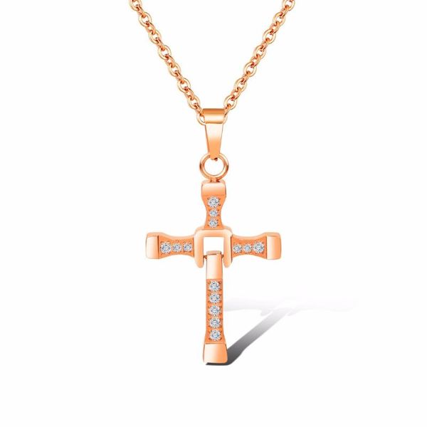 

pendant necklaces fate love beautiful cute girls child women cross & pendants rose gold color stainless steel fashion jewelry gx1397, Silver