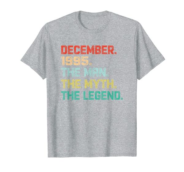 

mens the man myth legend december 1995 birthday gift 24 years old t-shirt, White;black