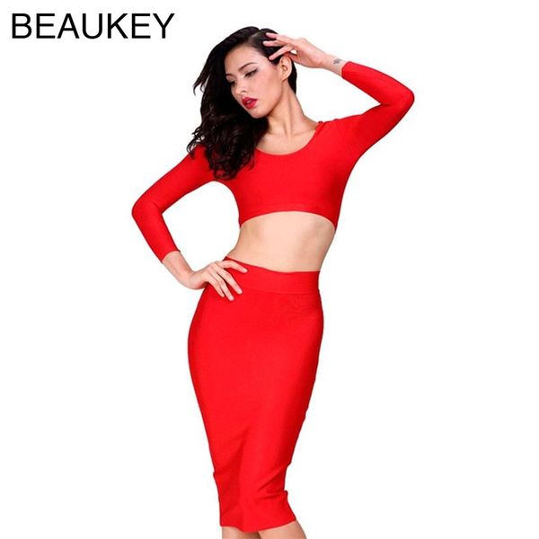 

red rayon long sleeve women 2 piece bodycon bandage dress blue 210414, White