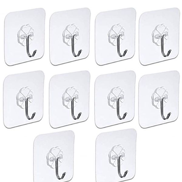 

pcs door hook adhesive wall hooks transparent anti-skid traceless heavy duty stick on bathroom kitchen stickers & rails