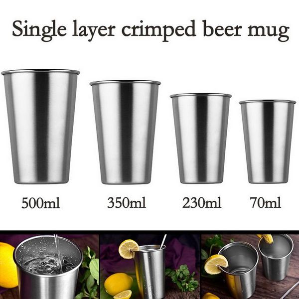 

mugs 1 pcs stainless steel metal cup beer cups white wine glass coffee tumbler tea milk outdoor travel camping