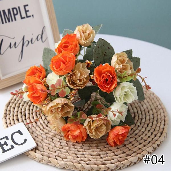 

decorative flowers & wreaths 1 bouquet 21 heads artificial peony tea rose autumn silk fake for diy living room home garden wedding decoratio