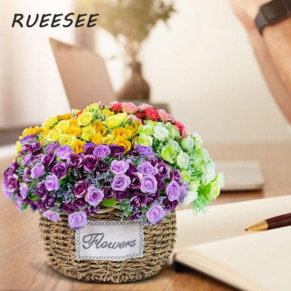 

decorative flowers & wreaths artificial silk rose 21heads/bouquet gypsophila diy family wedding decoration el store dining table scene arran