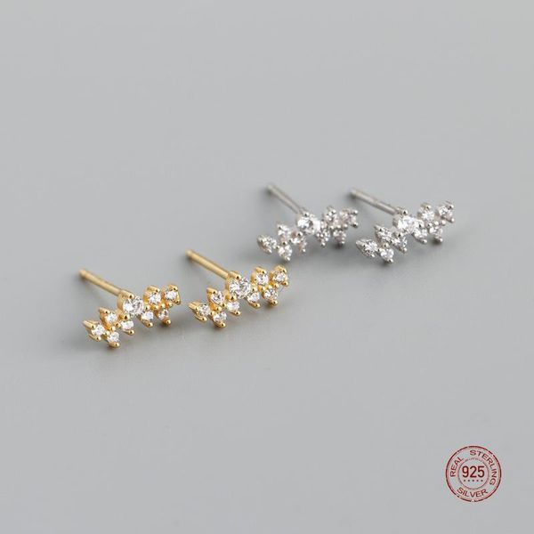 

stud lko 925 sterling silver fashion ins korean style minimalist zircon star-shape earrings for women girls party jewelry gifts, Golden;silver
