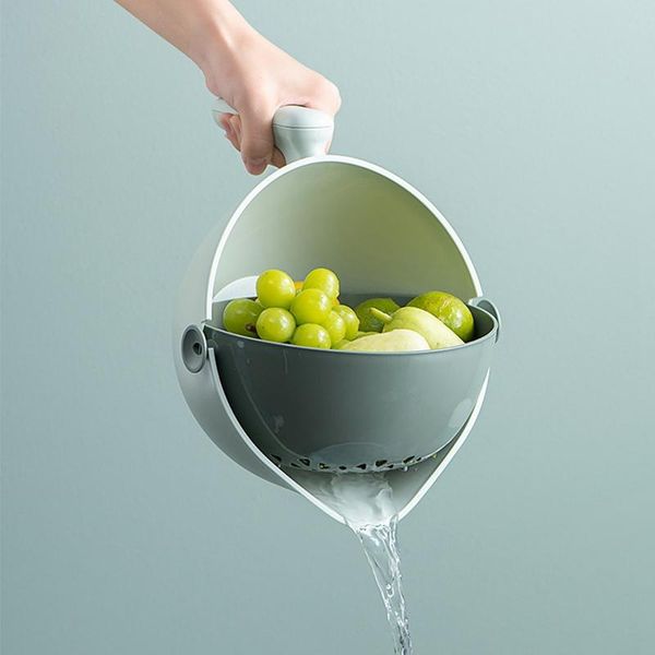 

storage baskets draining basket double-layer fruit and vegetable rotating washing